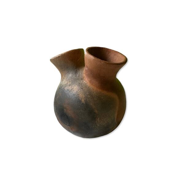 Native American Navajo Fired Clay Handmade Wedding Vase Signed "GR" - Picture 5 of 11